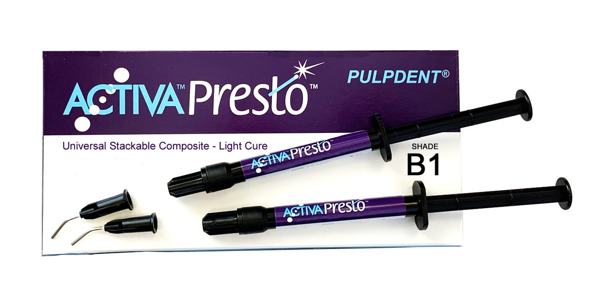 Pulpdent VPF1B1 ACTIVA Presto Uni Stack Composite Syr B1 2/Pk 1.2mL EXP Nov 2026