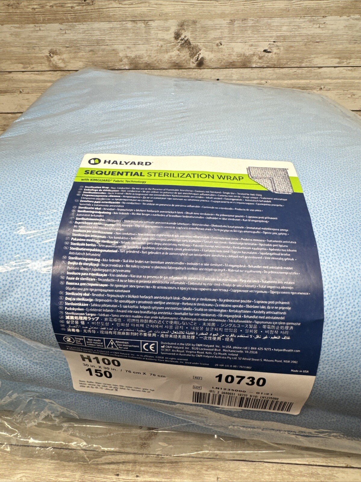 Halyard H100 Sequential Sterilization Wrap, 30 x 30 Inch 1 CASE 300 Sheets 10730