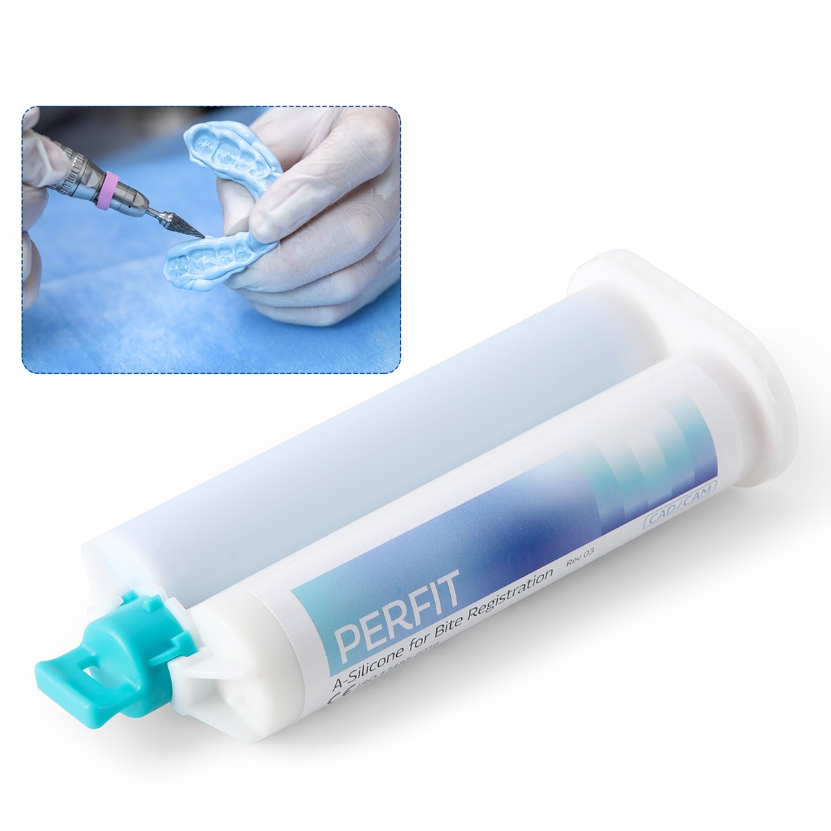 AZDENT 2pcs Dental Bite Registration Material Fast Set 50ML/pcs Mixing Tips