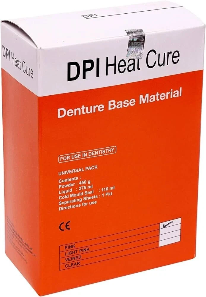 DPI Dental Heat Cure Denture Base Material Pack – Powder 450g + Liquid 275ml