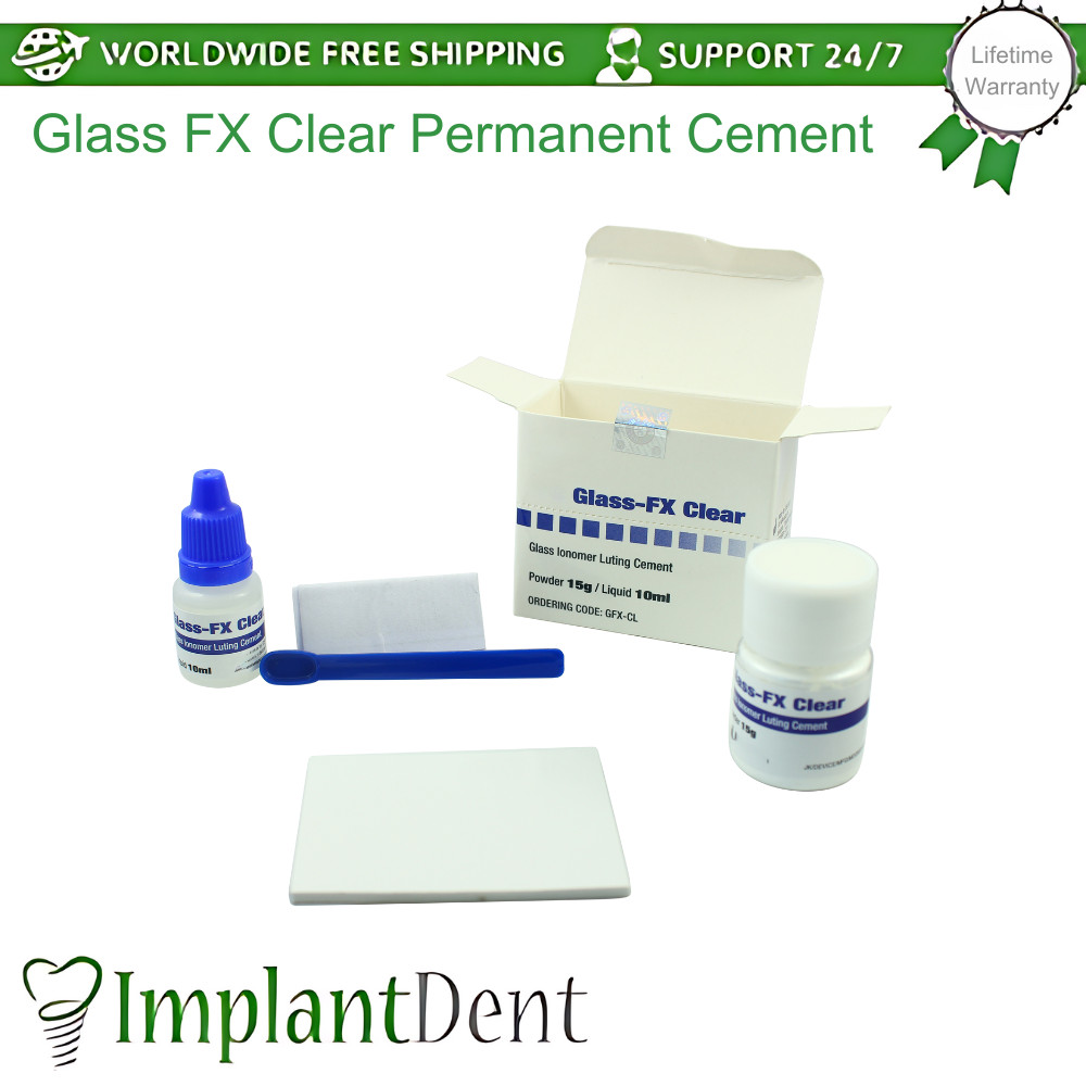 Dental Glass FX Clear Permanent Cement Transparent 15g Powder & 10ml Liquid