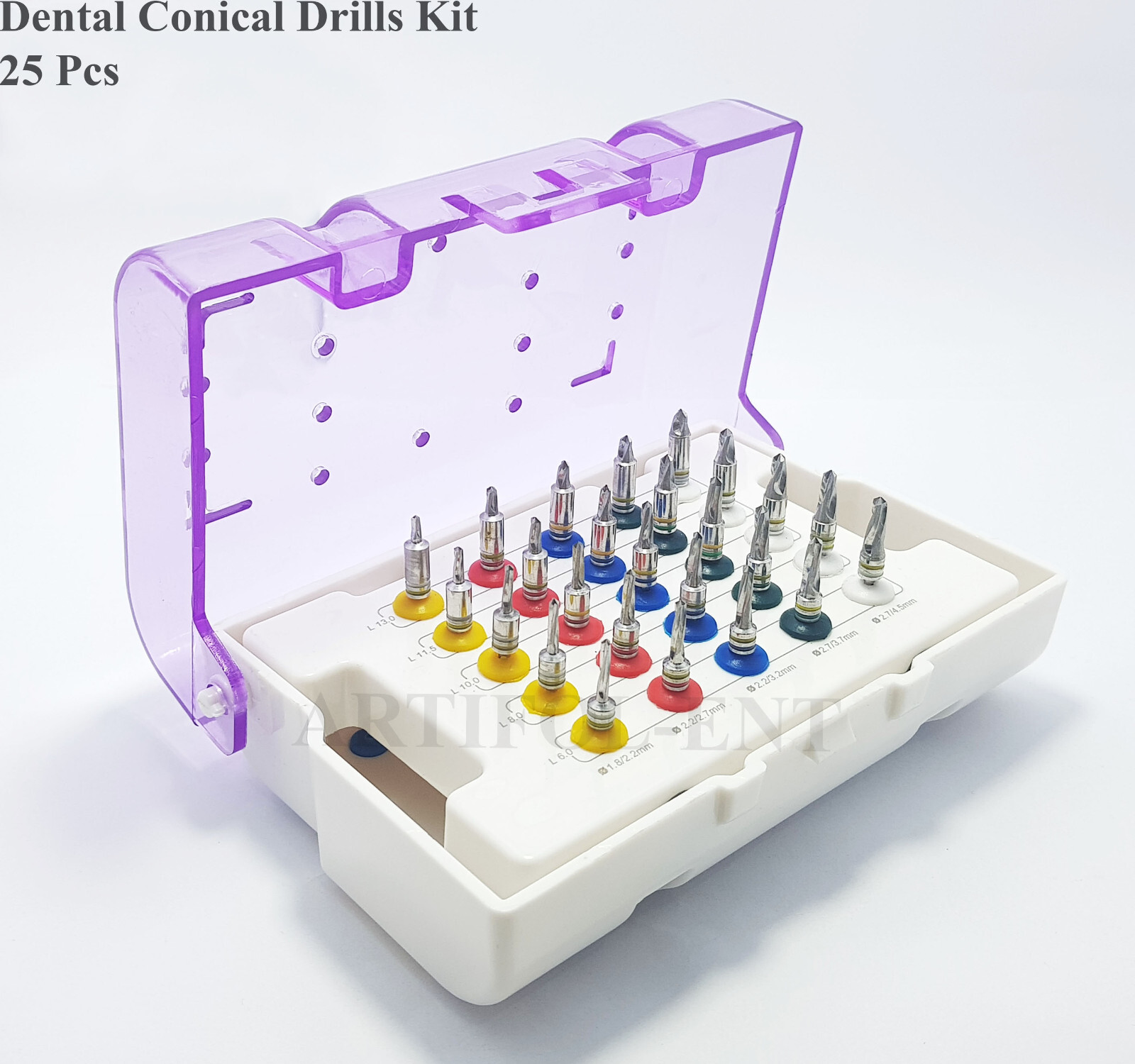 Dental Conical Drill Kit 25 Pcs with Stopper Implant Surgical Drills Kit