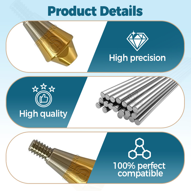 Dental multi unit straight abutment D4.8 MU for bridge work fits Hiossen Osstem