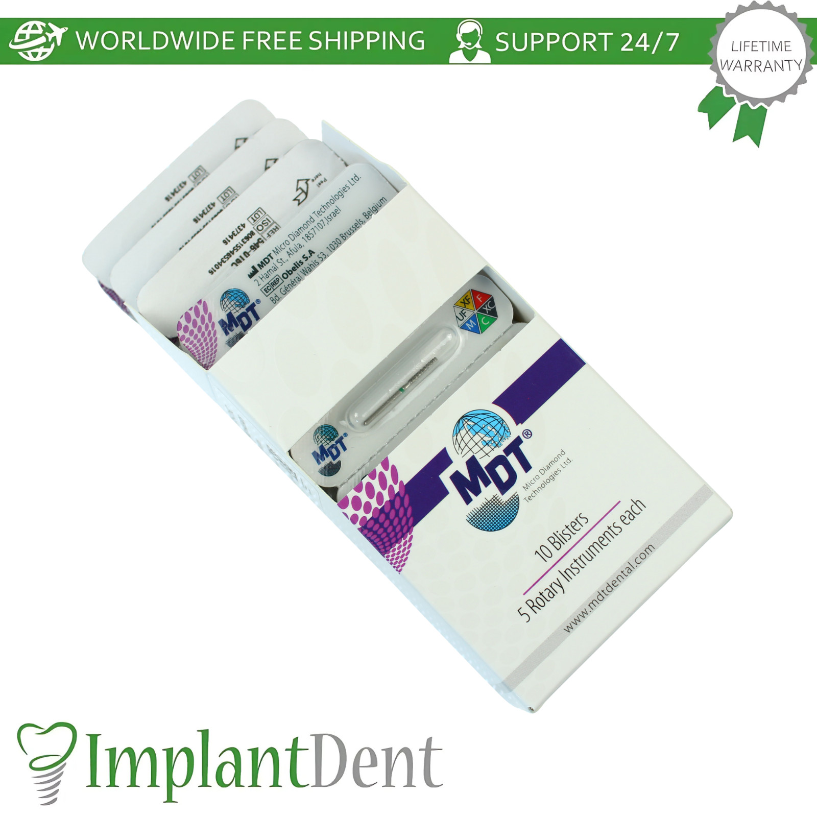 Dental MDT Round Edge Taper FG Diamond Burs 546 Smooth Contouring Crown Prep