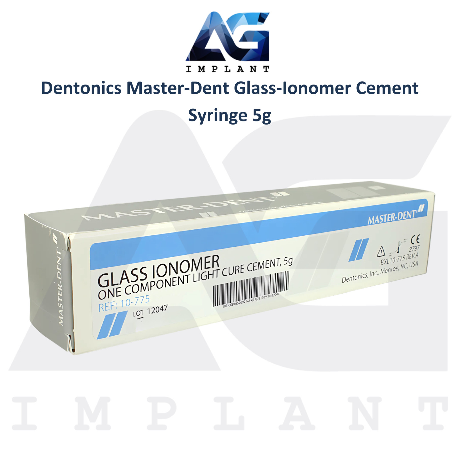 Dental Master-Dent Glass-Ion0mer Cement Syringe 5g Light Cure Base Or Liner
