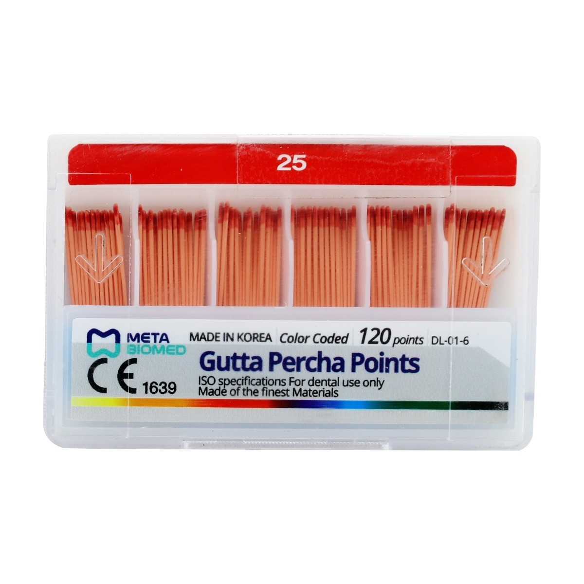 Meta-Biomed Gutta Percha Points .02 Taper Point Hand Rolled All Sizes 120/Box