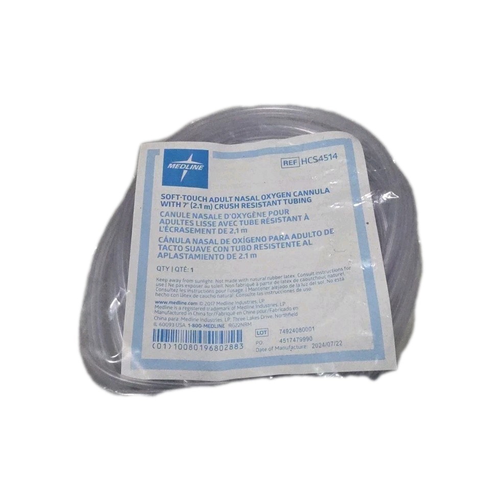Lot of 5 Medline HCSS4514 Supersoft Nasal Cannulas 7ft Standard Connector NEW