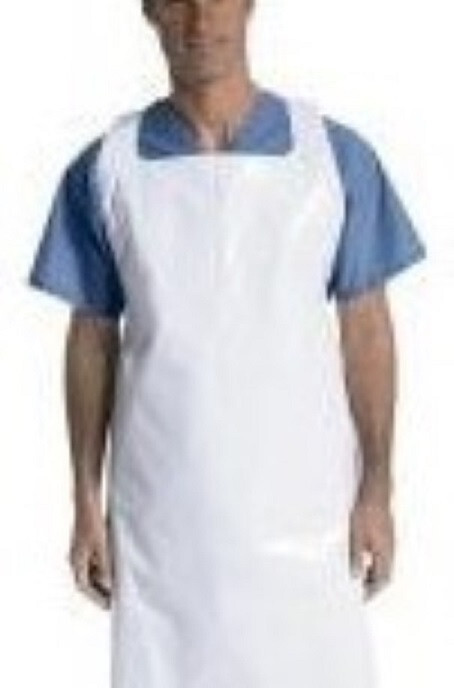 Henry Schein White Polycoated Latex Free Full Length Dental Apron Pack of 25