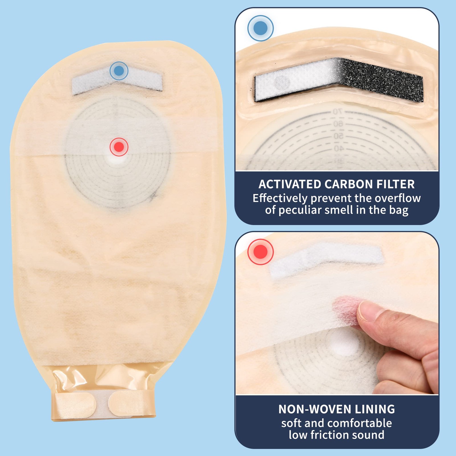 Jctracy Colostomy Bags,20PCS Ostomy Bags One-Piece 20-70mm, Oval