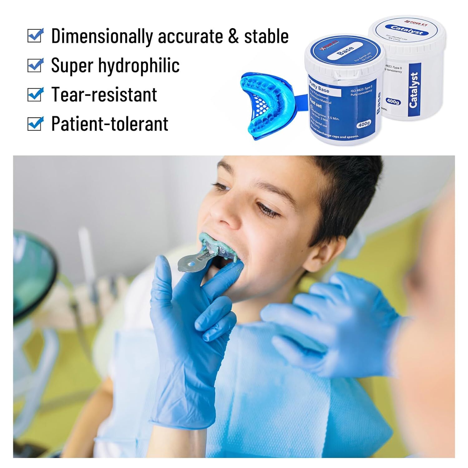 Dental Putty Fast Set PVS VPS Impression Material Silicon Hydrophilic 2x 400g US