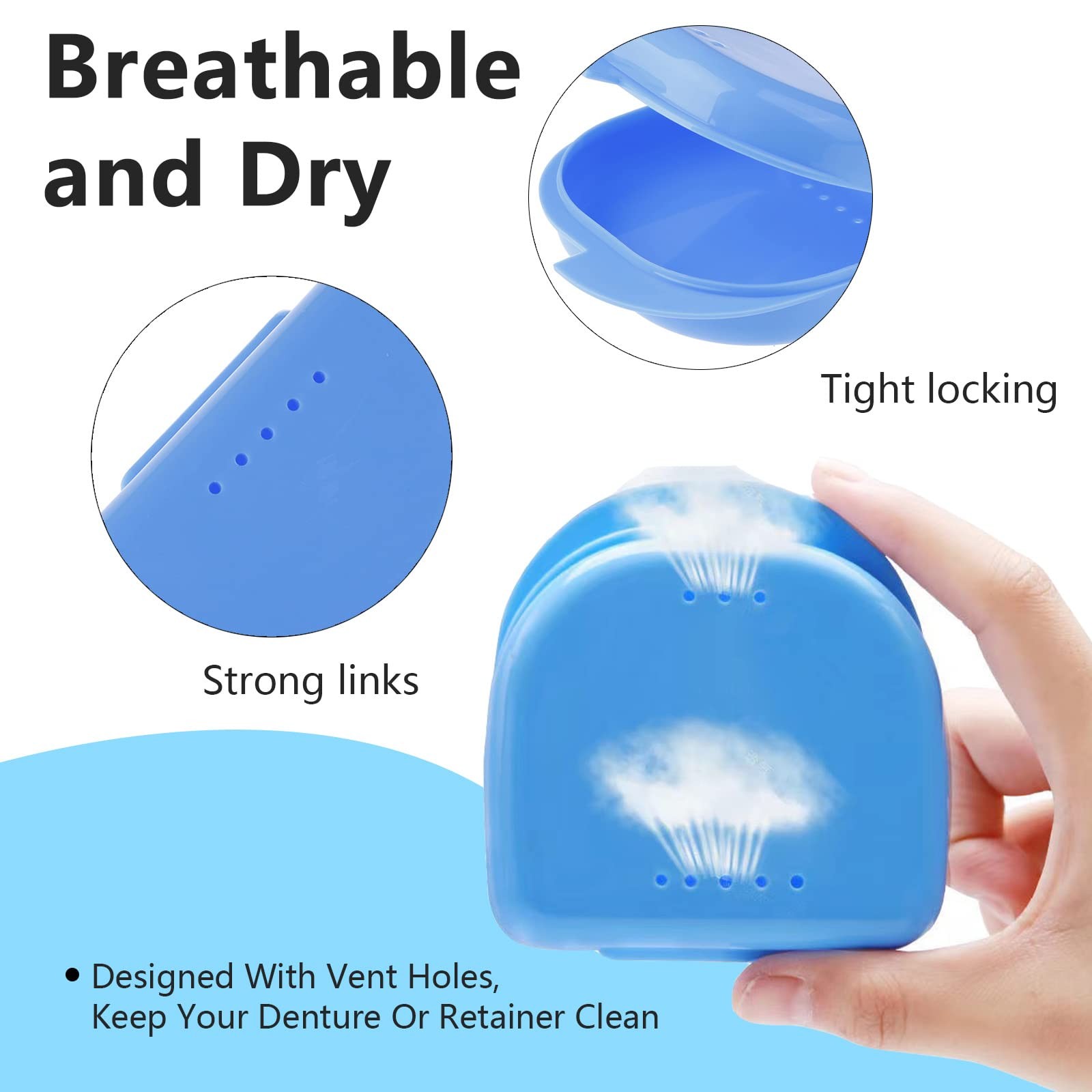 2 PCS Orthodontic Retainer Case,Retainer Case,Denture Case with Blue