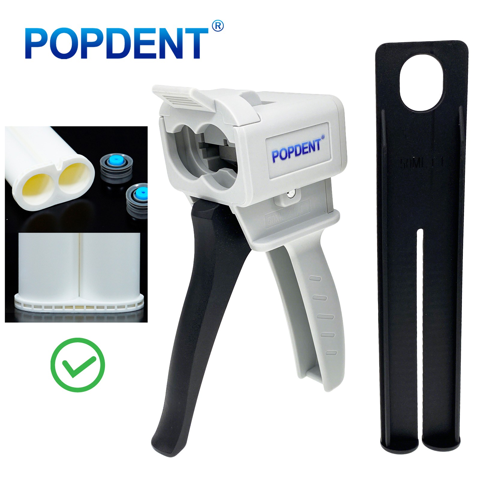1:1/1:2 Ratio Dental Impression Mixing Dispenser Dispensing Caulking Gun 50ml