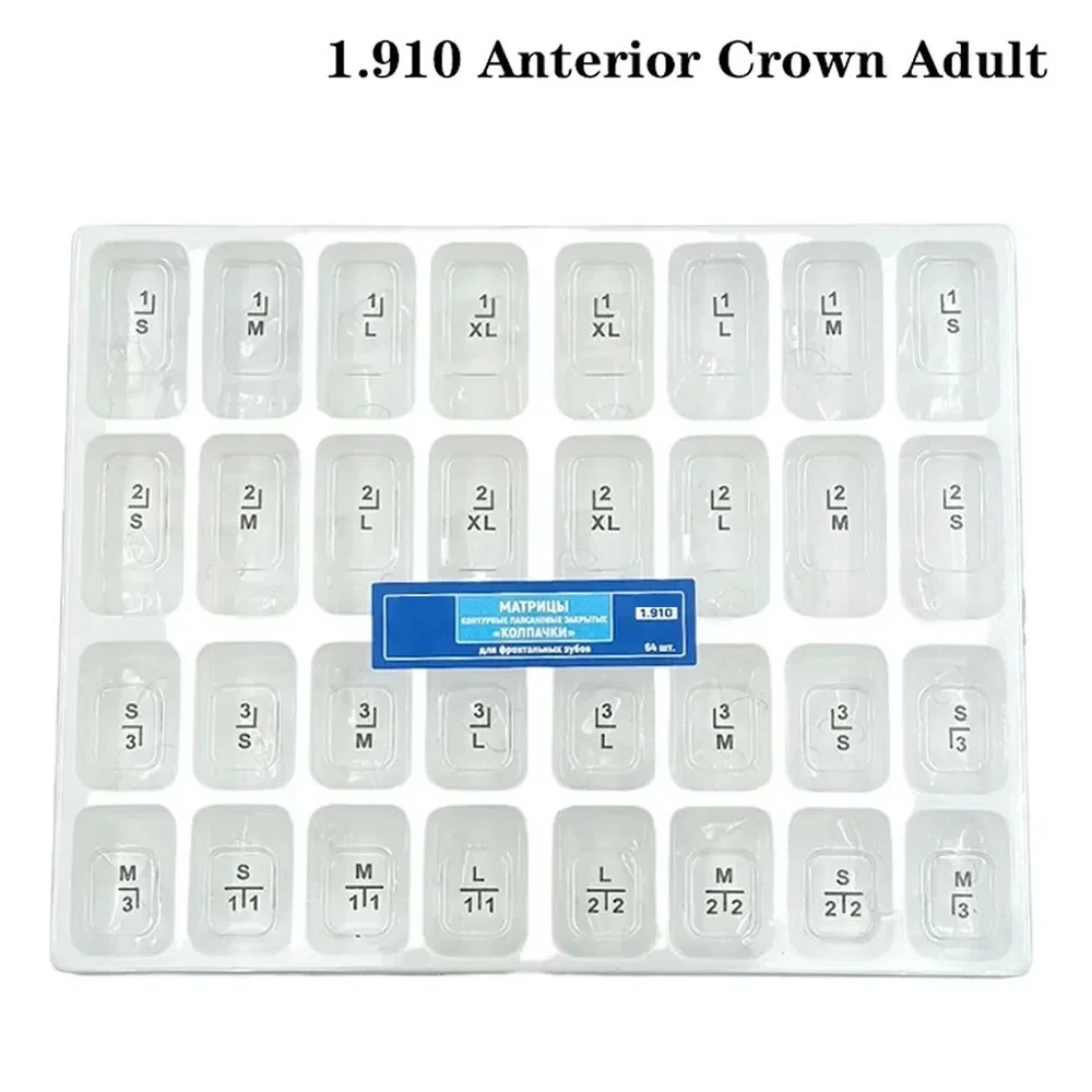 Dental 64Pcs Adult Resin Temporary Transparent Crowns TOR VM 1.910/1.911 Opt Kit