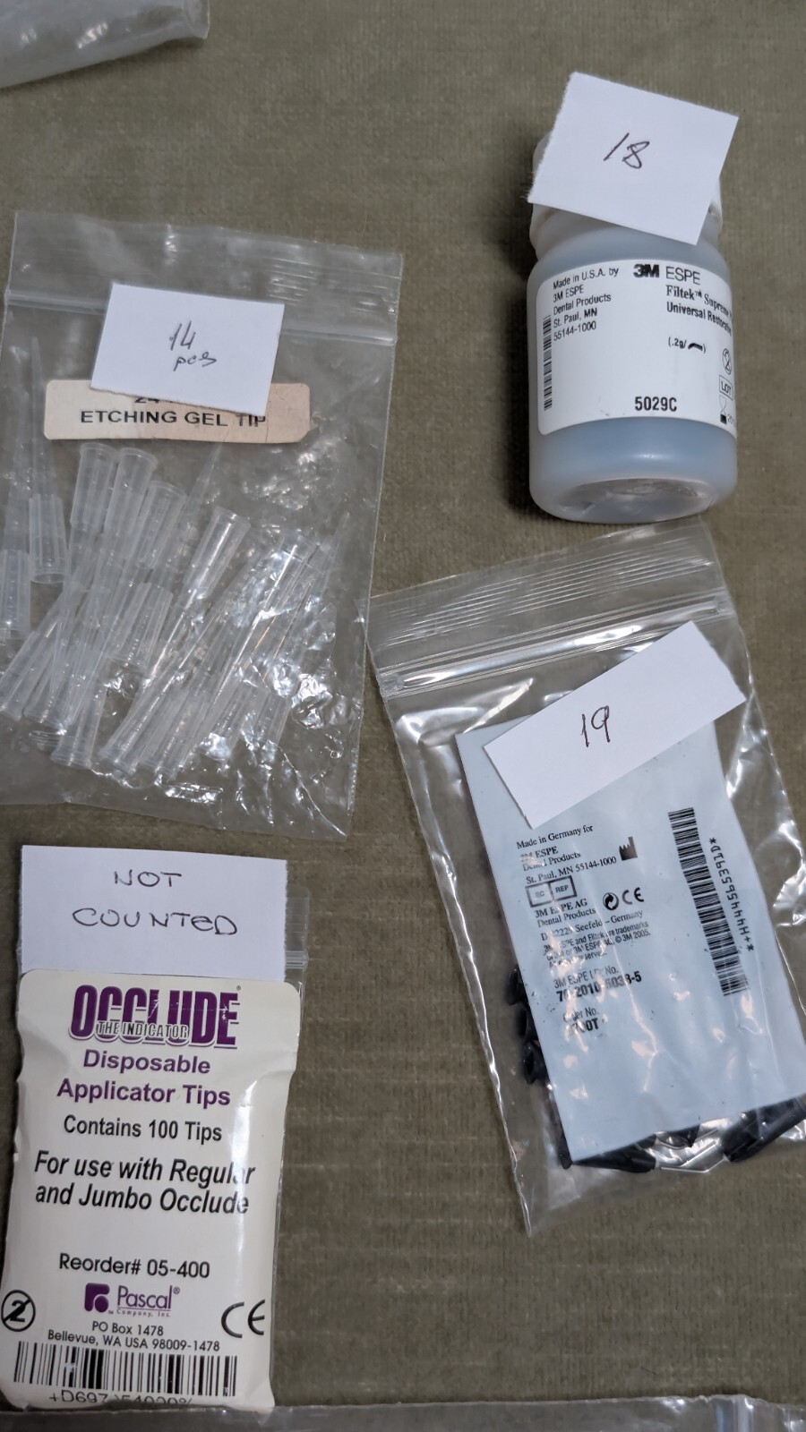 Lot of Dental Tips: Brush Micro Sani-Tip Gel Dispensing Disposable and more