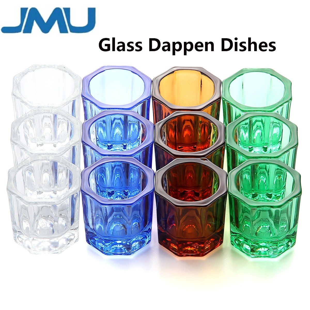 12Pcs Dental Dappen Dish Mixing Bowls Crystal Acrylic Powder Cup Nail Art Tool