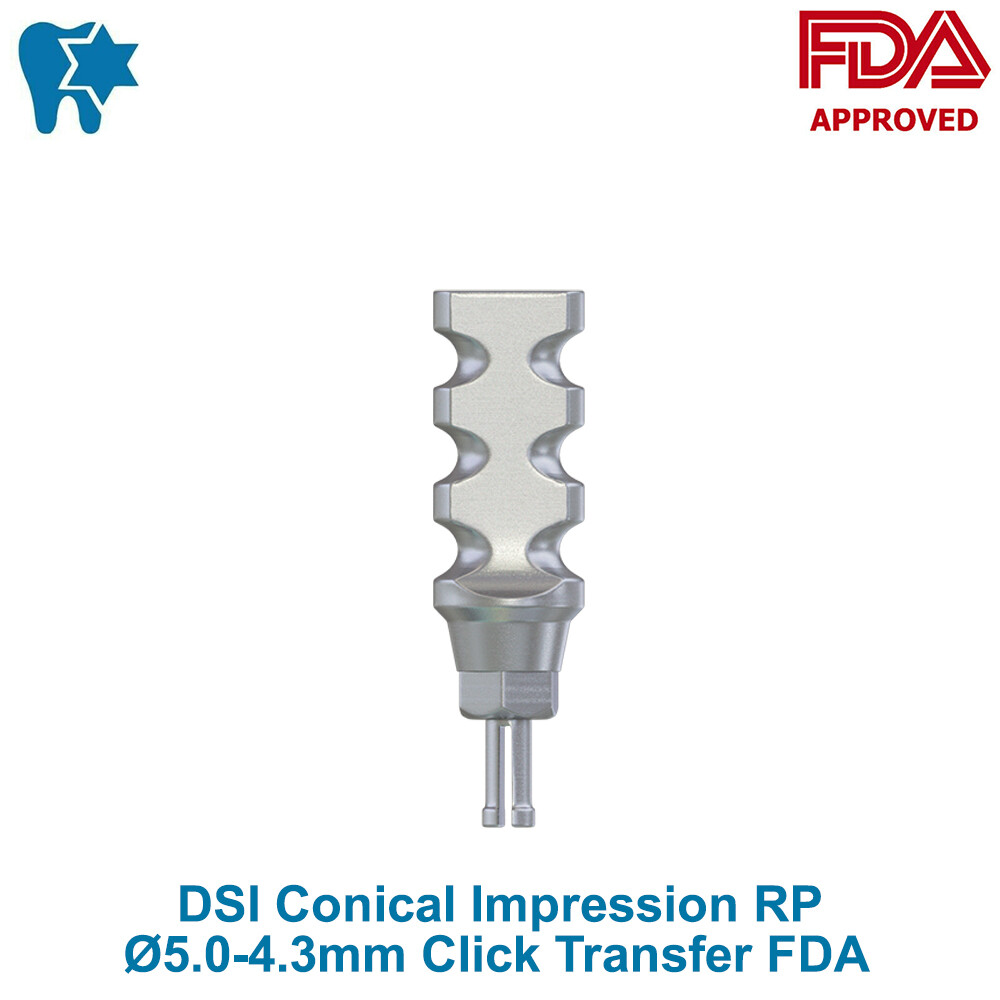5x Dental Conical Impression Coping Regular RP Ø5.0-4.3mm Click Transfer