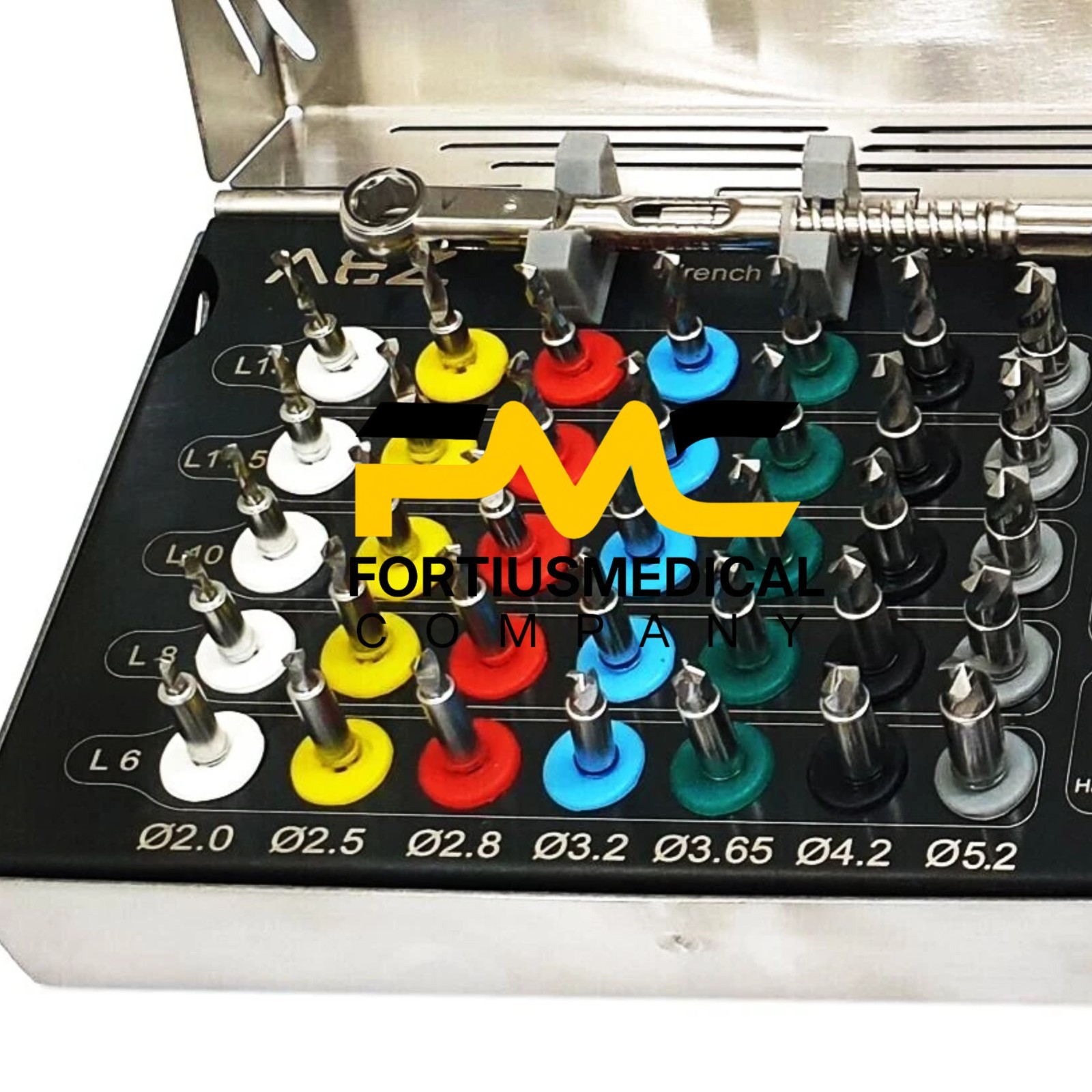 Dental Implant 35 Integral Stopper Drills with Drivers and Key Complete Kit 43PC