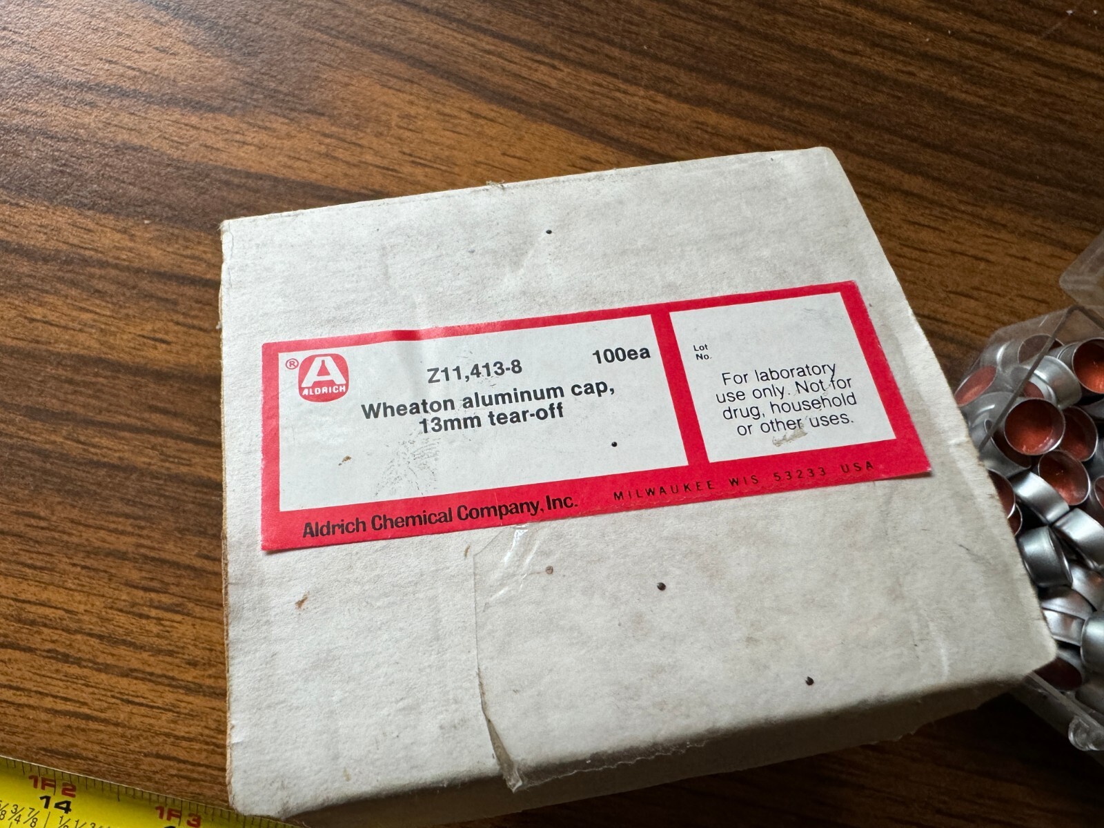 WHEATON Allt 11mm 13mm Tear-off E-Z Seal Aluminum Crimp Cap Z11 413-8 TFE Faced