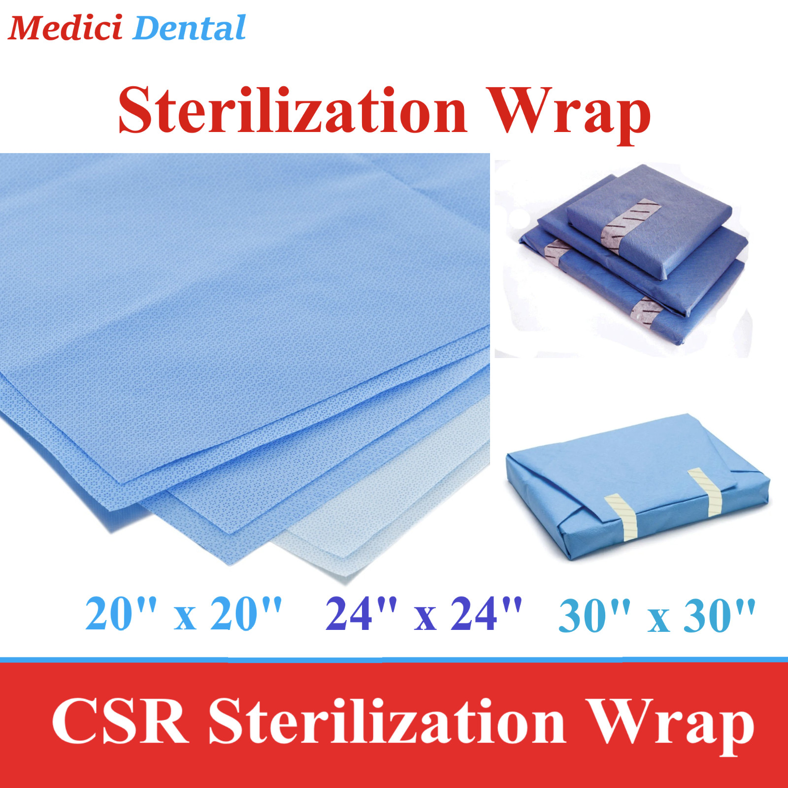 Dental AUTOCLAVE CSR Sterilization Wraps 15″ x 15″ 100 to 500/Bx, Latex Free