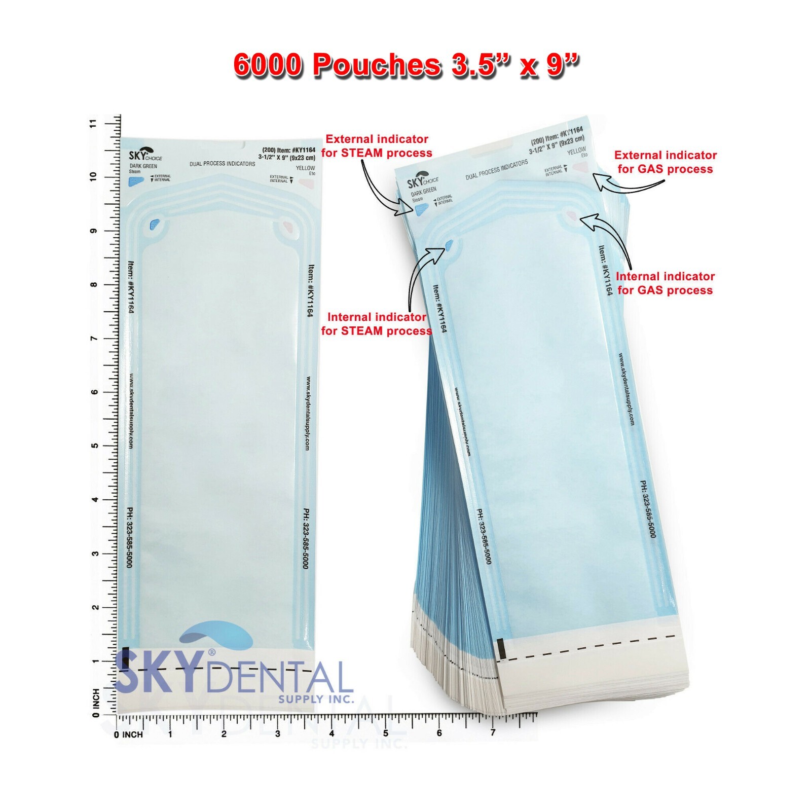 Sterilization Pouches- 3.5 ” x 10 ” Dental Medical Self Seal Pouch Bag 6000 Bags