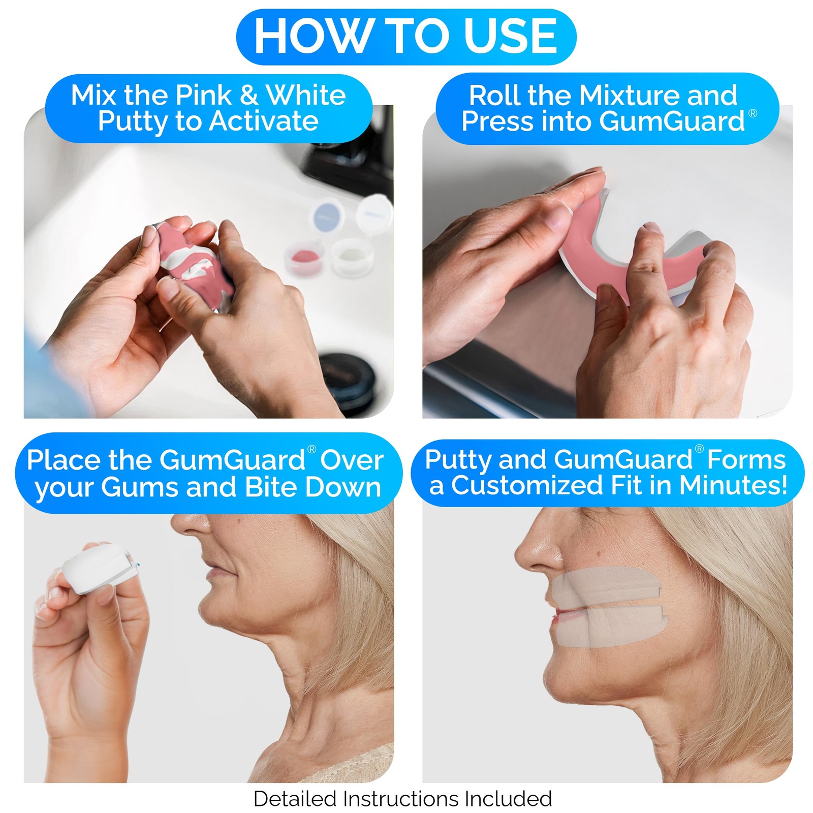 GumGuard Denture Putty Pack Reline Set – Versatile, Fast 2 Pack, clear