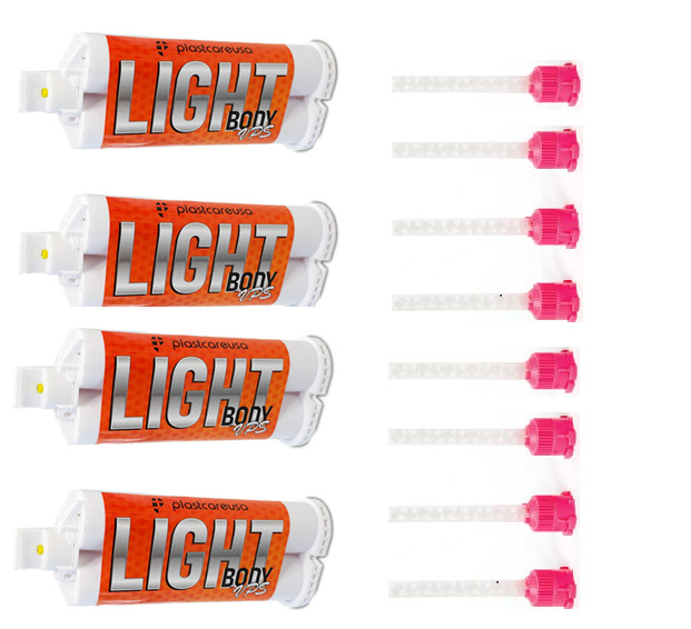 VPS Light Body Regular Set Dental Impression Material – 4 Cartridges + 8 Mixing