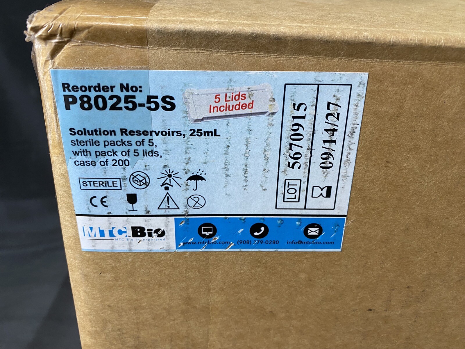 MTC BIO Polystyrene 25mL Sterile U-shaped Solution Resevoirs P8025-5S (~160/cs)