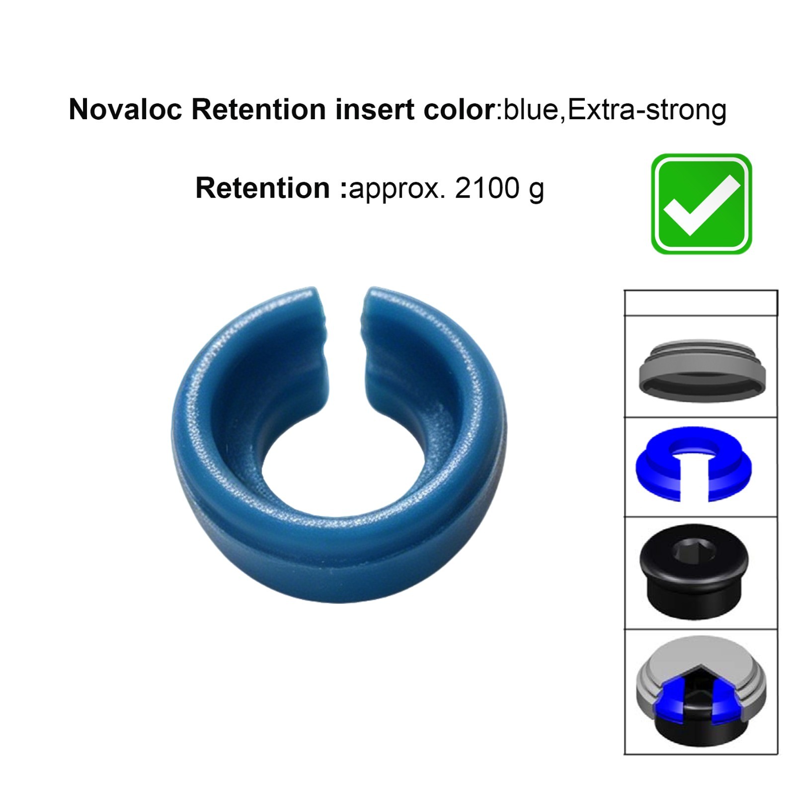 Implant Retention Inserts for Novaloc Overdenture Titanium Housing Kit PEEK Caps