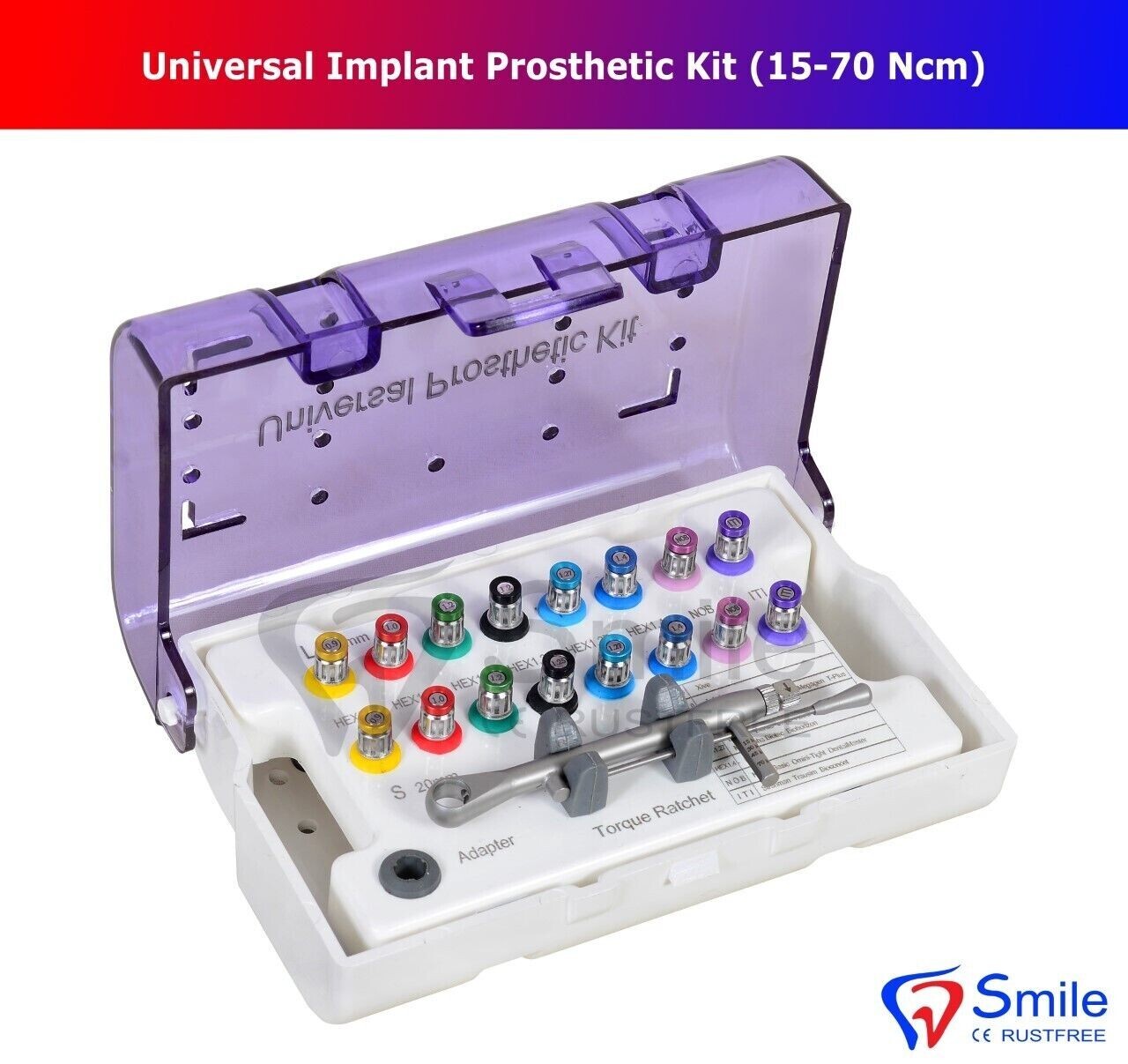Universal Implant Abutment Ratchet Torque Wrench 16 Drivers Kit 15-70 Ncm CE