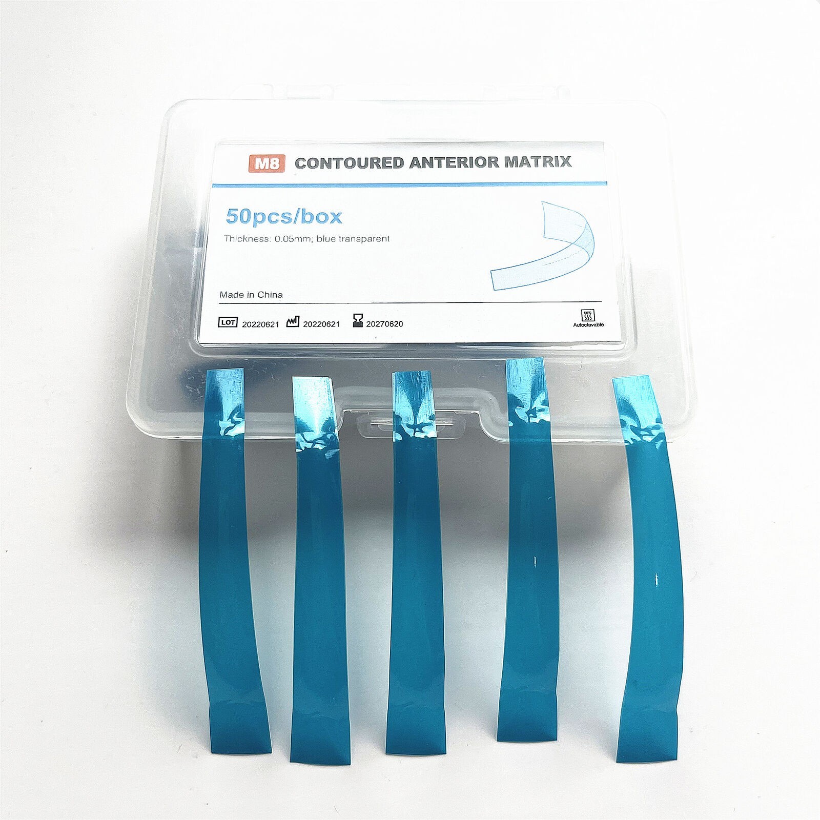 Dental M8 Blue Strips Matrix Strip Contoured Anterior Matrices Resin Bands 0.05