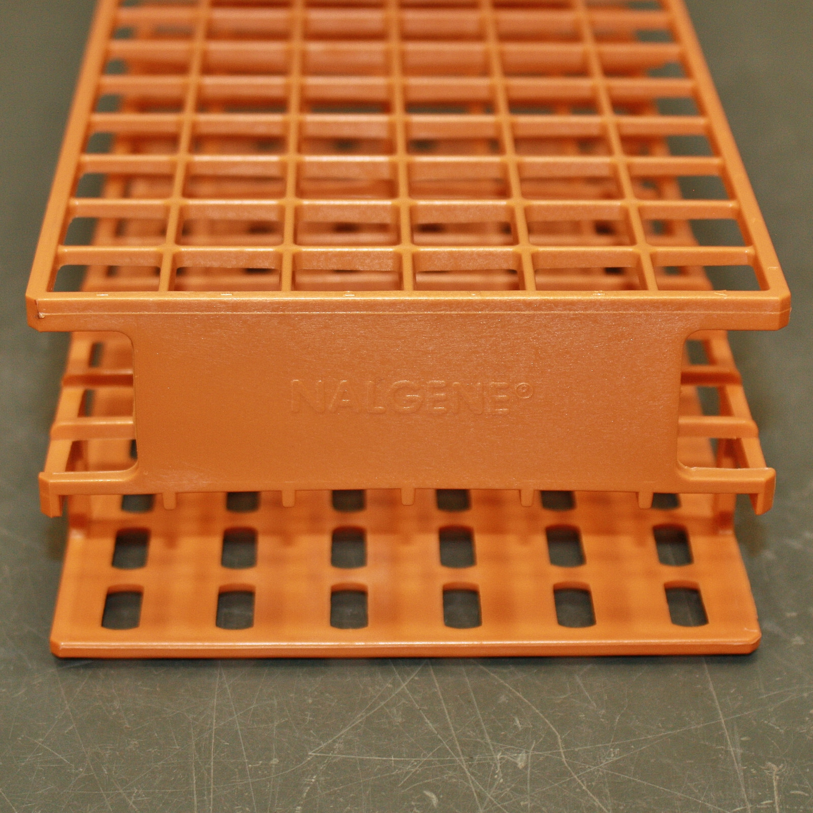(2) Thermo Scientific Nalgene Unwire Test Tube Racks 5970-0116, 16mm, Orange, 72