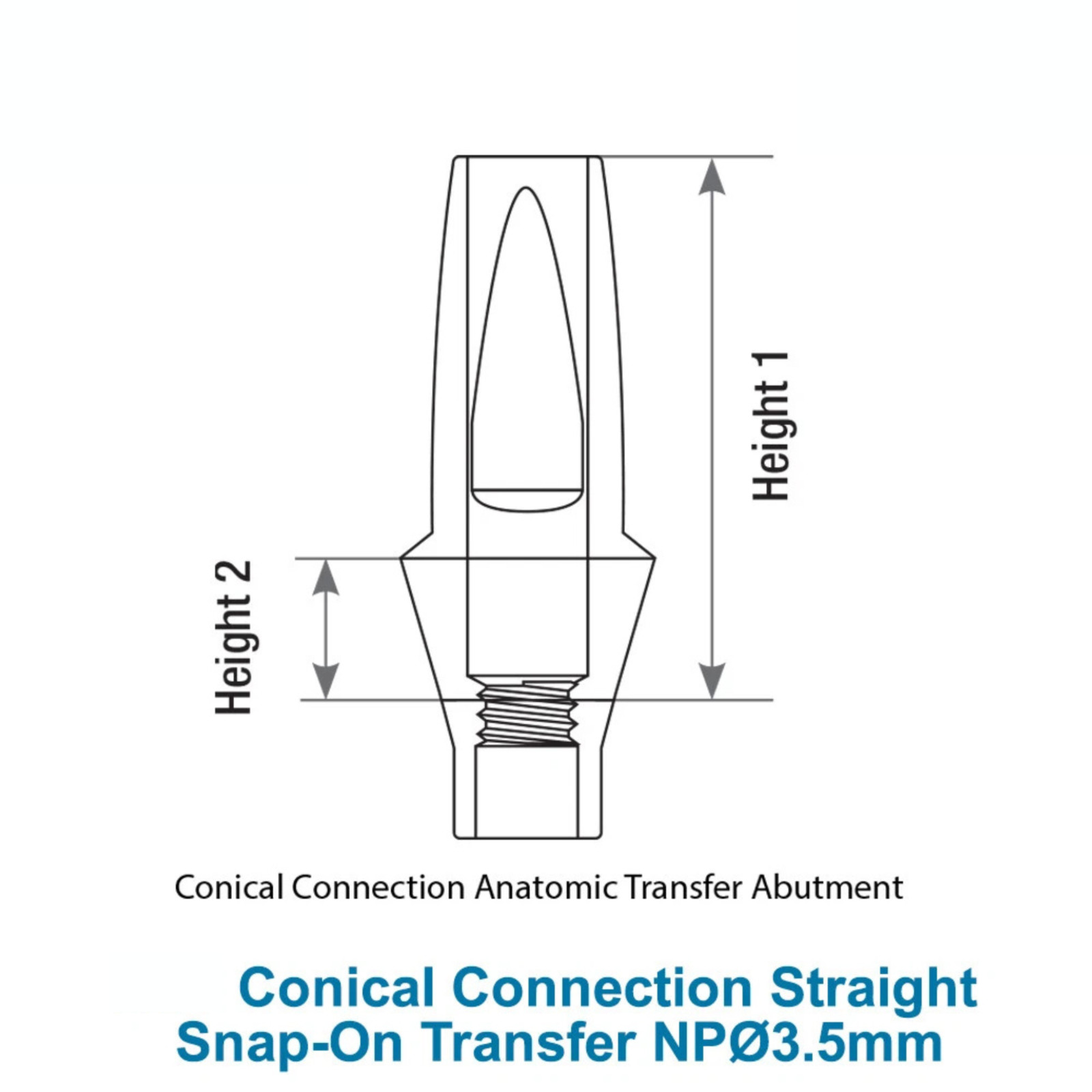 DSI Dental Fixture Snap On Transfer Adapter Head Conical Nobel Active NP Ø3.5mm