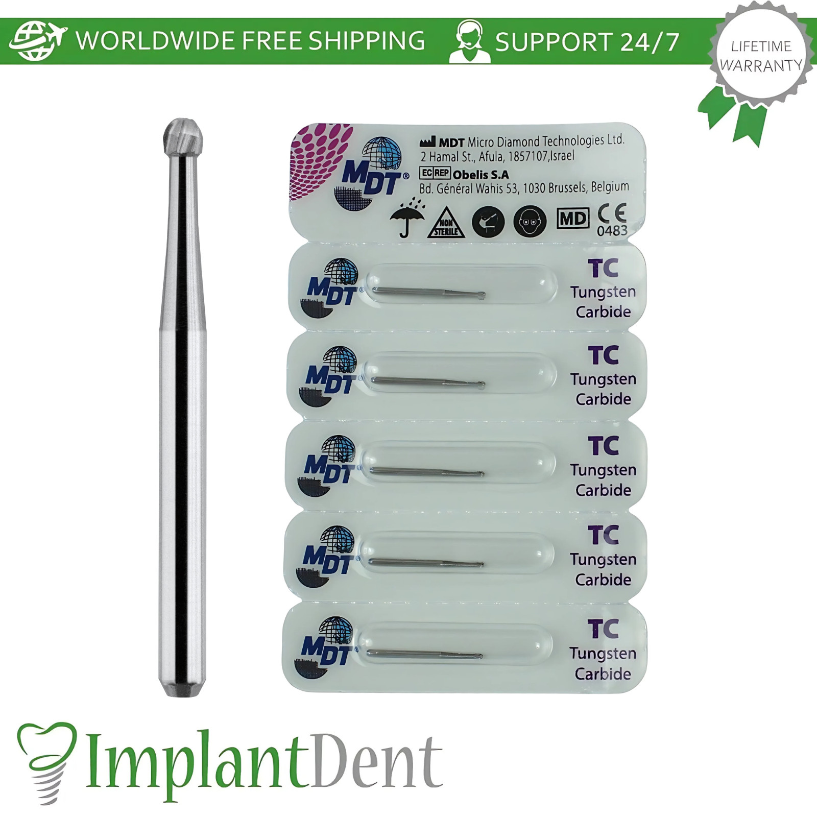 MDT Dental Round FG Carbide Burs Caries Removal Cavity Preparation Endo