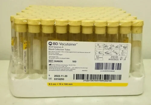 PRP TUBES, LIQUID ACD TEST TUBES ( 8.5ML ) PACK OF 100 TUBES -FREE SHIPPING