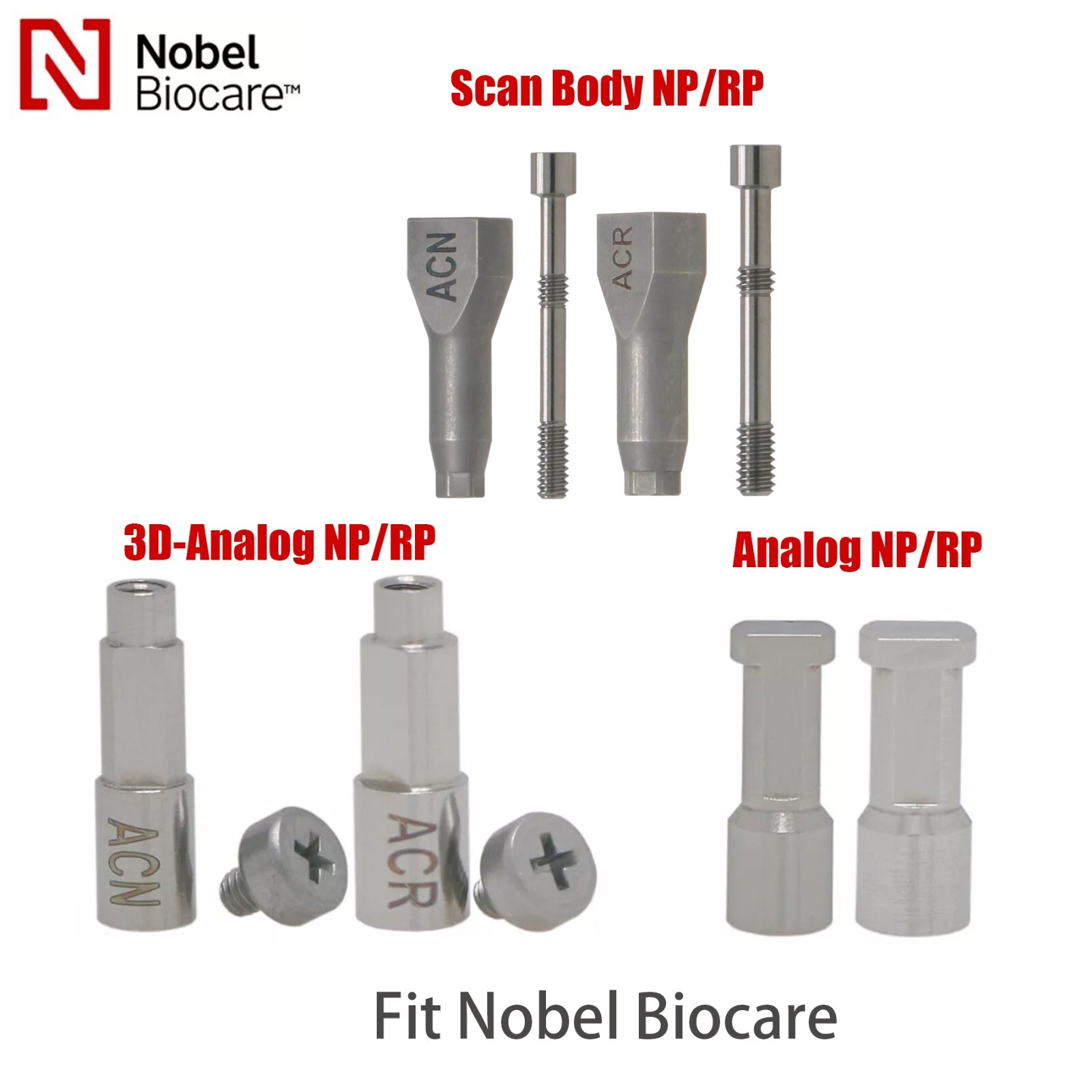 Dental Nobel Active Locator NP/RP Healing Abutments Cap Closure Open/Closed Tray