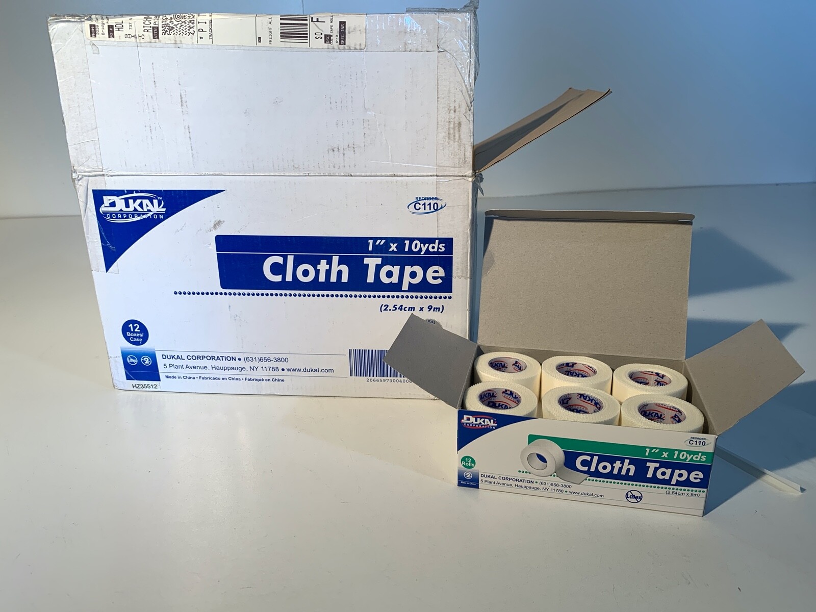 ONE (1) CASE – 144PCS DUKAL C110 Cloth Tape Rolls 1″ x 10 yds NON-STERILE