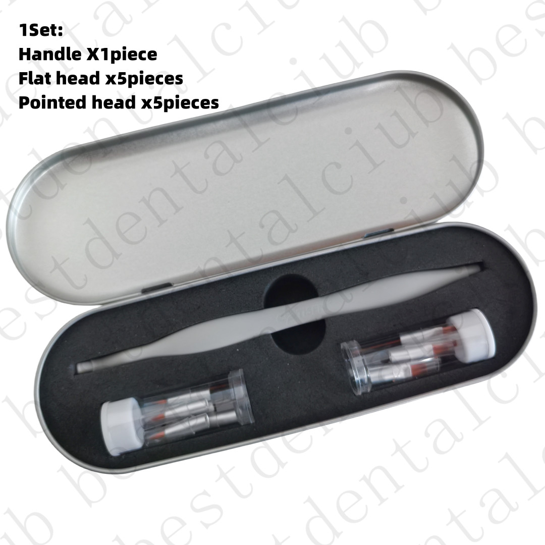 Dental Brush Pen Replaceable Brushes Head Straight Curved Head Mini Micro Brush