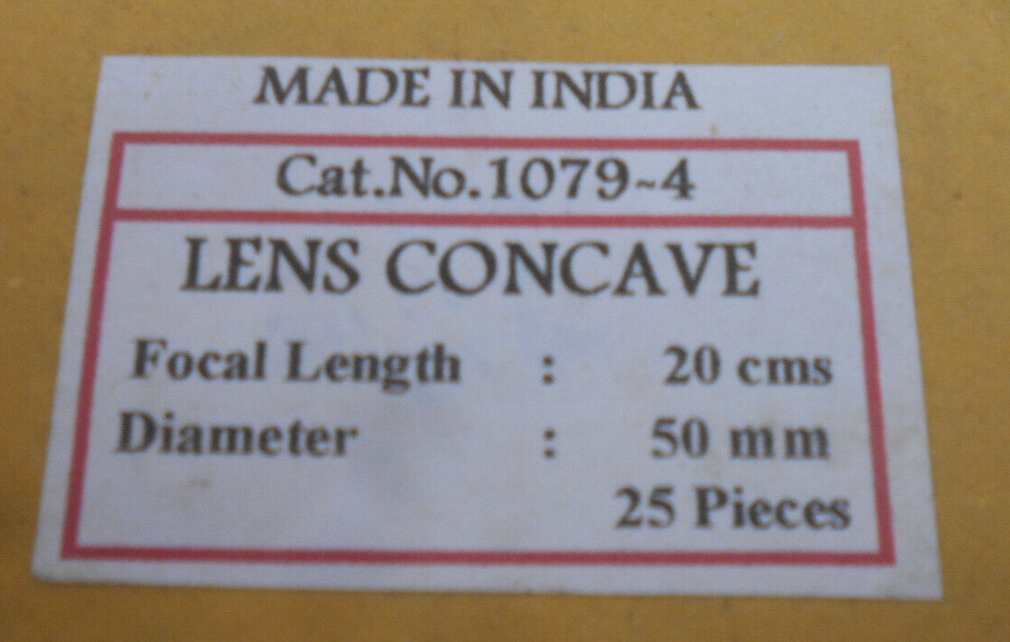 Lens 1079-4 Bi Concave 20cm Focal Length 50mm Diameter Box of 25