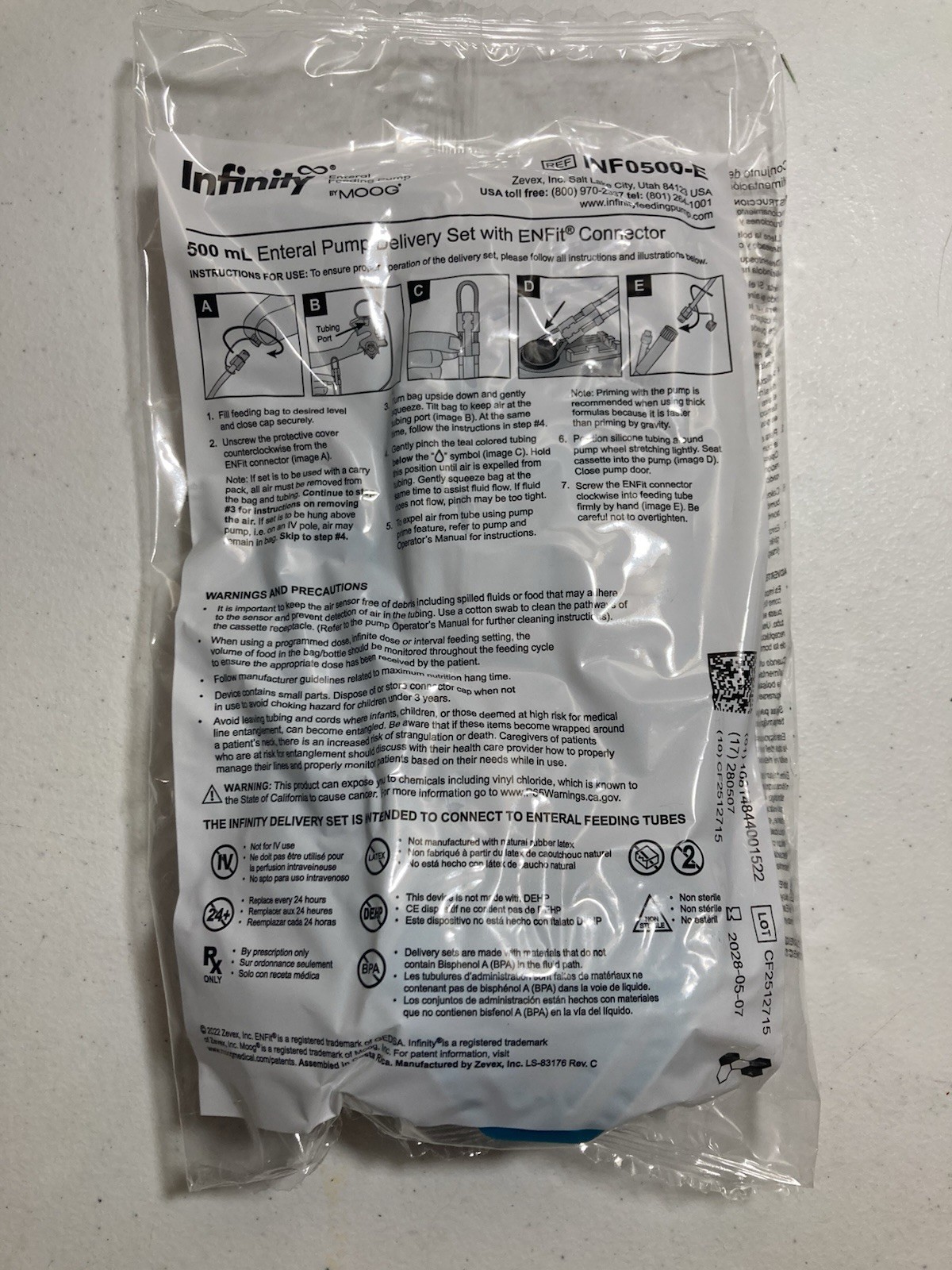 Infinity Delivery Set 500ml Enteral Feeding Pump Set with ENFit Connector. 25