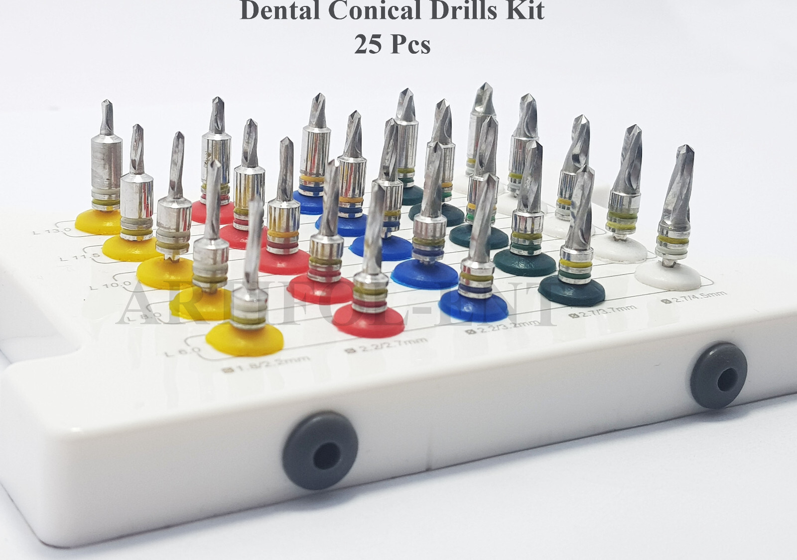 Dental Conical Drill Kit 25 Pcs with Stopper Implant Surgical Drills Kit