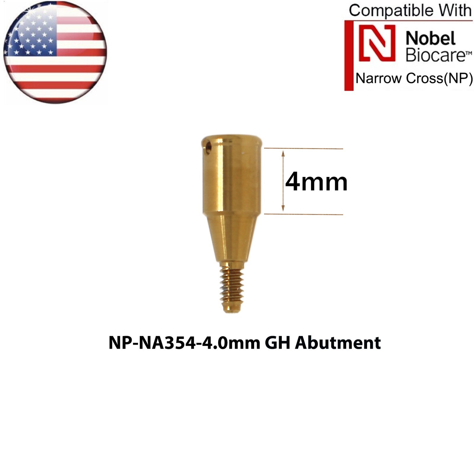 US Dental NP Overdenture Locator Abutment & Male Caps Fits Nobel Biocare Active