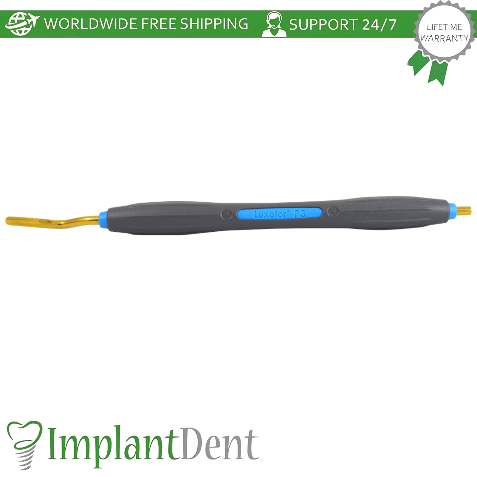 Dental Luxator P-Series Set Titanium-Coated Stainless Steel Instrument 3mm Wide