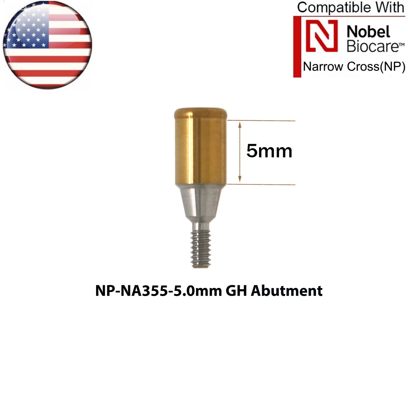 US Dental NP Overdenture Locator Abutment & Male Caps Fits Nobel Biocare Active