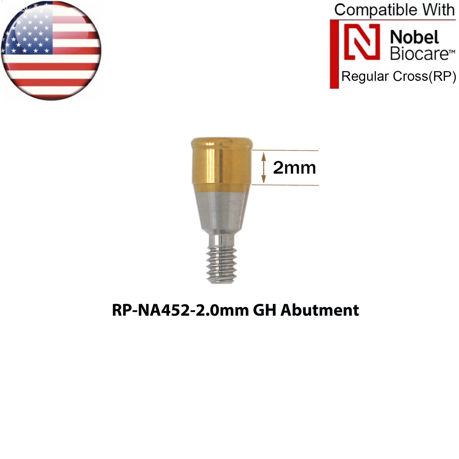 US Dental Locator Abutment Fits Nobel Active NP/RP 1-5.0mm GH & Male Caps Kit