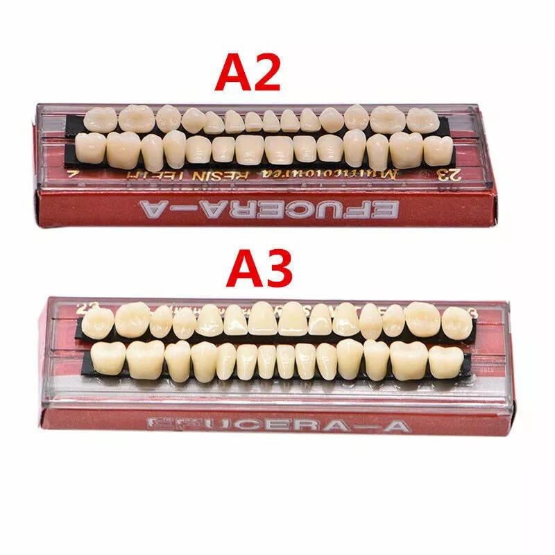 56 Pcs (A2+A3) False Teeth Dental Complete Acrylic Resin Denture Teeth #23 Shade