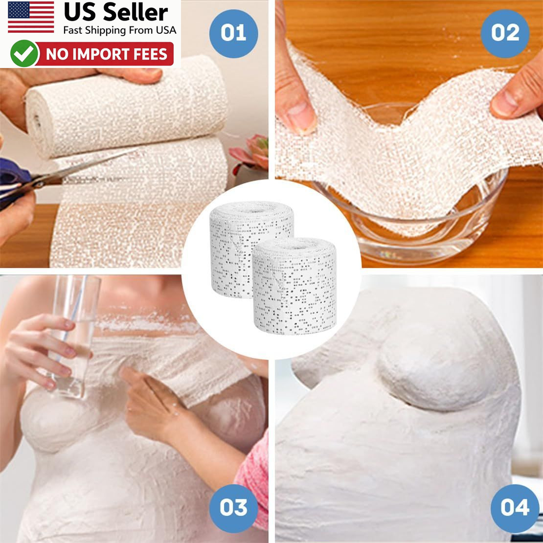 12 Pack Plaster Cloth Rolls For Crafts 2″x106″ White Gauze Bandages Strips USA