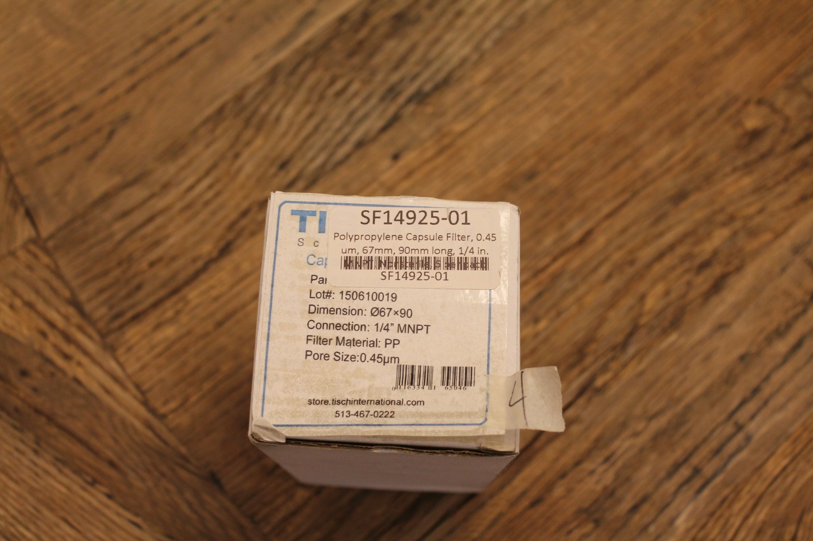 Polypropylene Capsule Filter 0.45um, 67mm, 90mm long 1/4″ MNPT PP SF14925