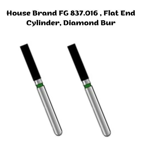 House Brand FG 837.016 Fine,Medium,Coarse,Flat End Cylinder,Diamond Bur,10/Pk