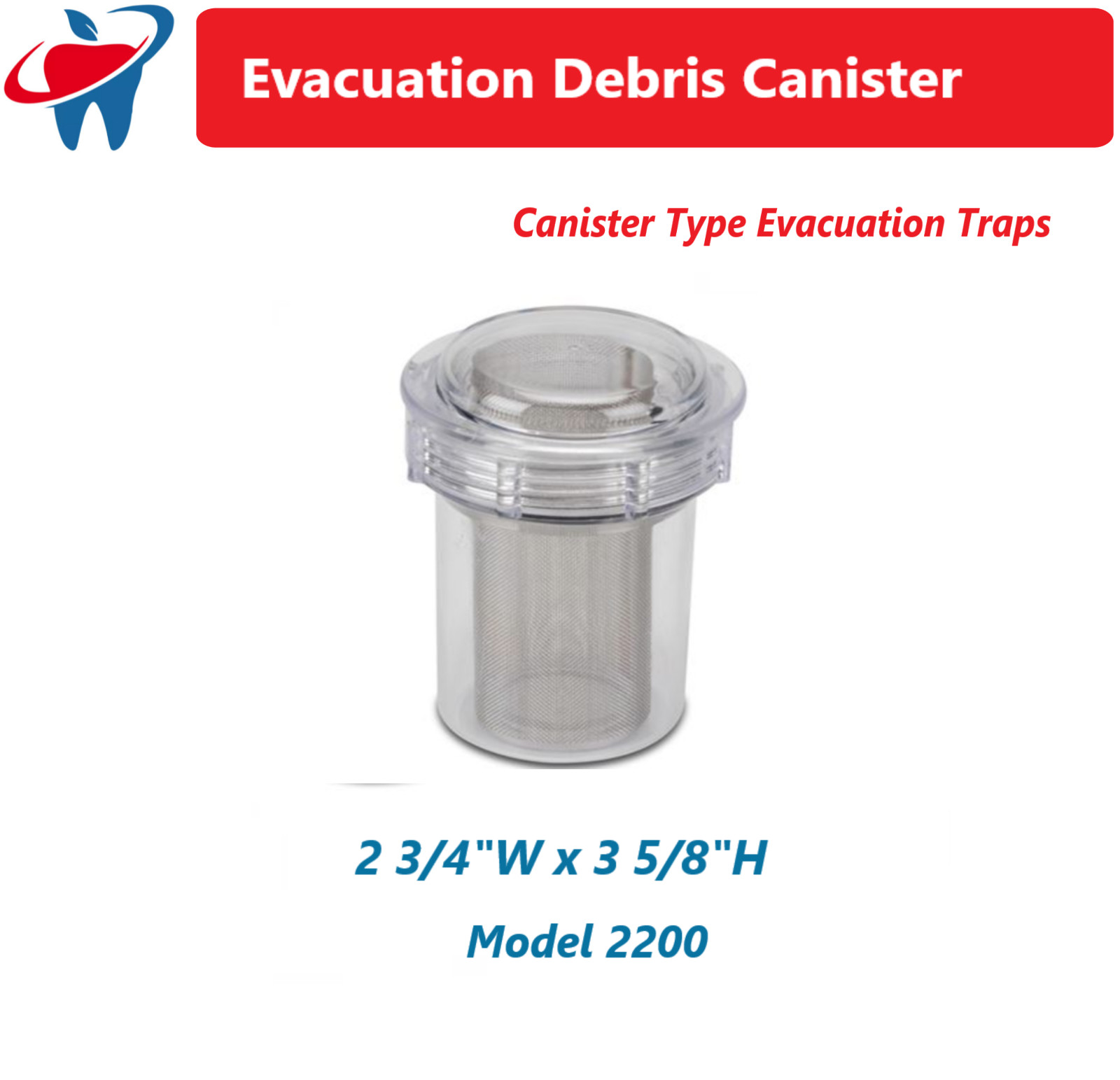 Dental Evac-U-Trap Vacuum Trap Filter #2200 Air Techniques, Vacstar, Den-Tal-Ez