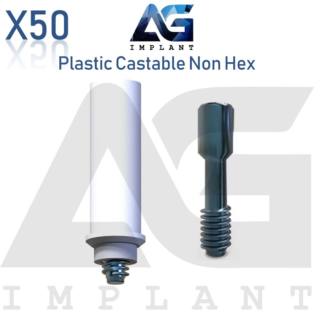 50 Plastic Castable Prosthetic System Non Hex Hexagon 2.42mm With Screw